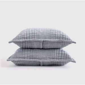 QUINCE Organic Cotton Channel Stitch Sham Set Standard Blue 6776